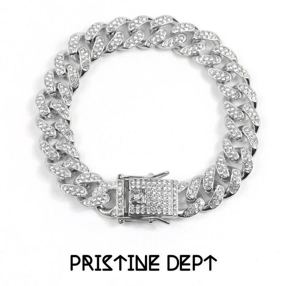 Other - Cuban Link Bracelet Iced Out Silver